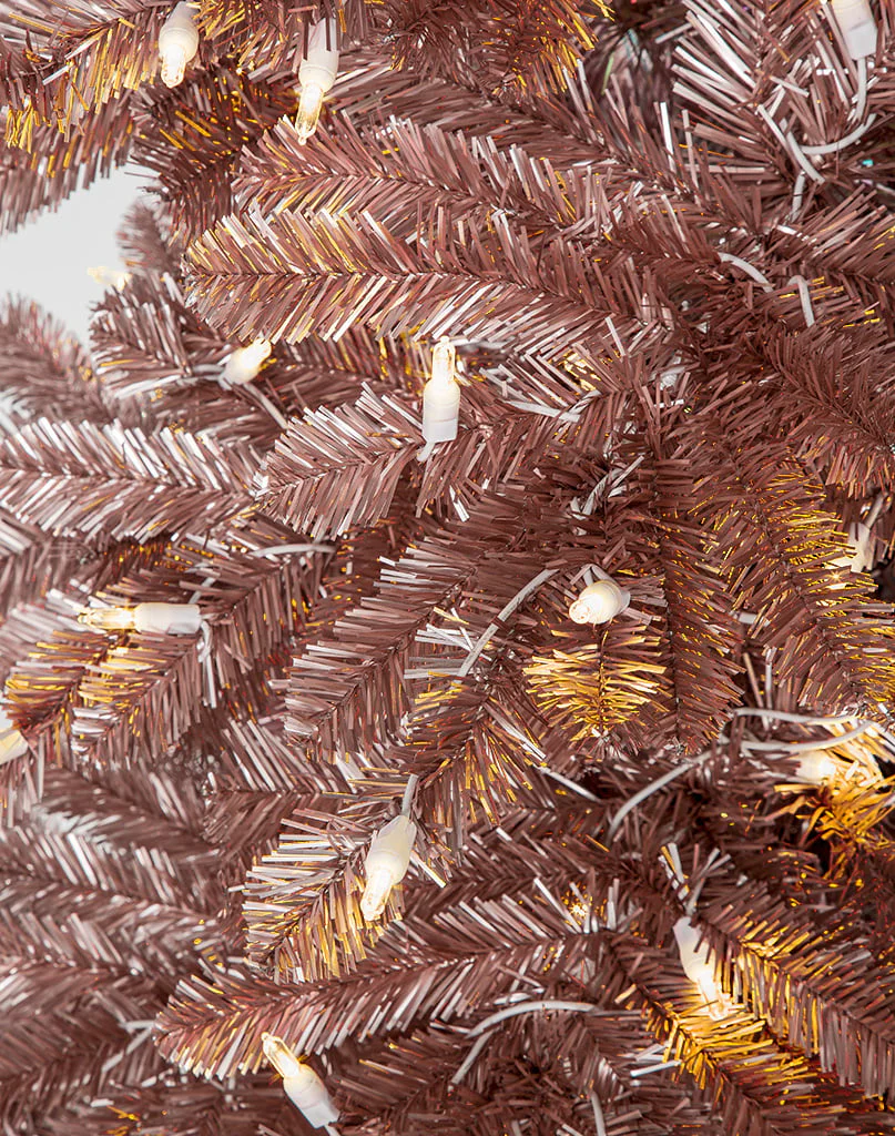 9'Hx50"W Tinsel Matte Blush Artificial Christmas Tree, LED Pre-Lit -Blush - Image 2