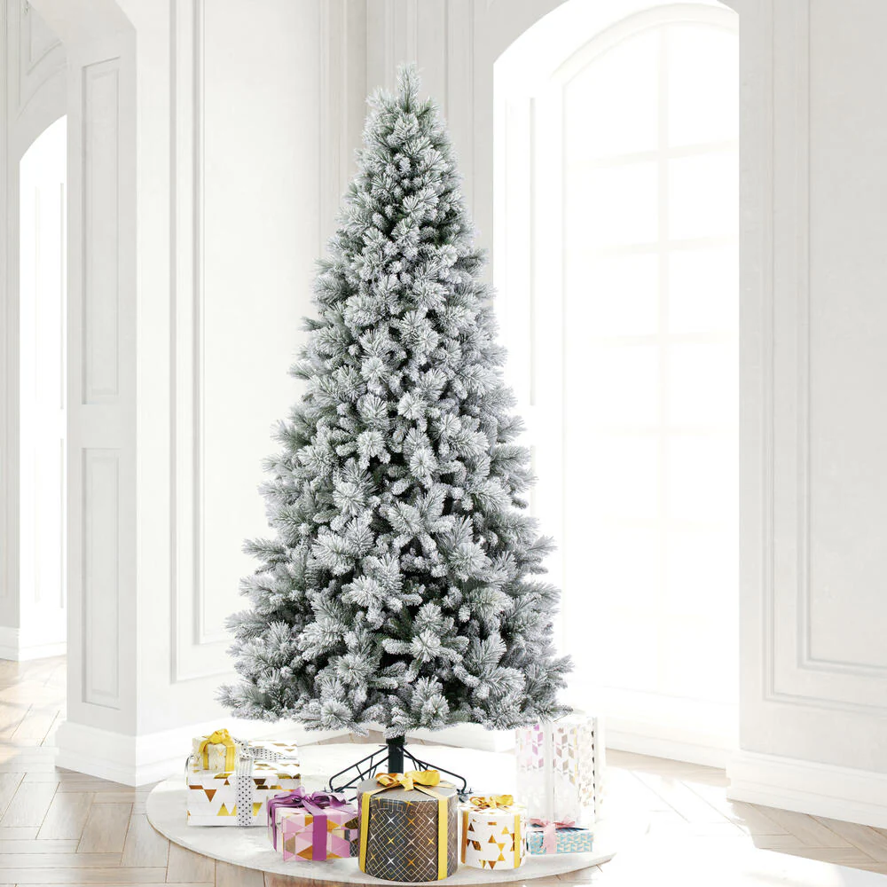 9'Hx51"W Flocked Jackson Pine Artificial Christmas Tree, Unlit -White - Image 5