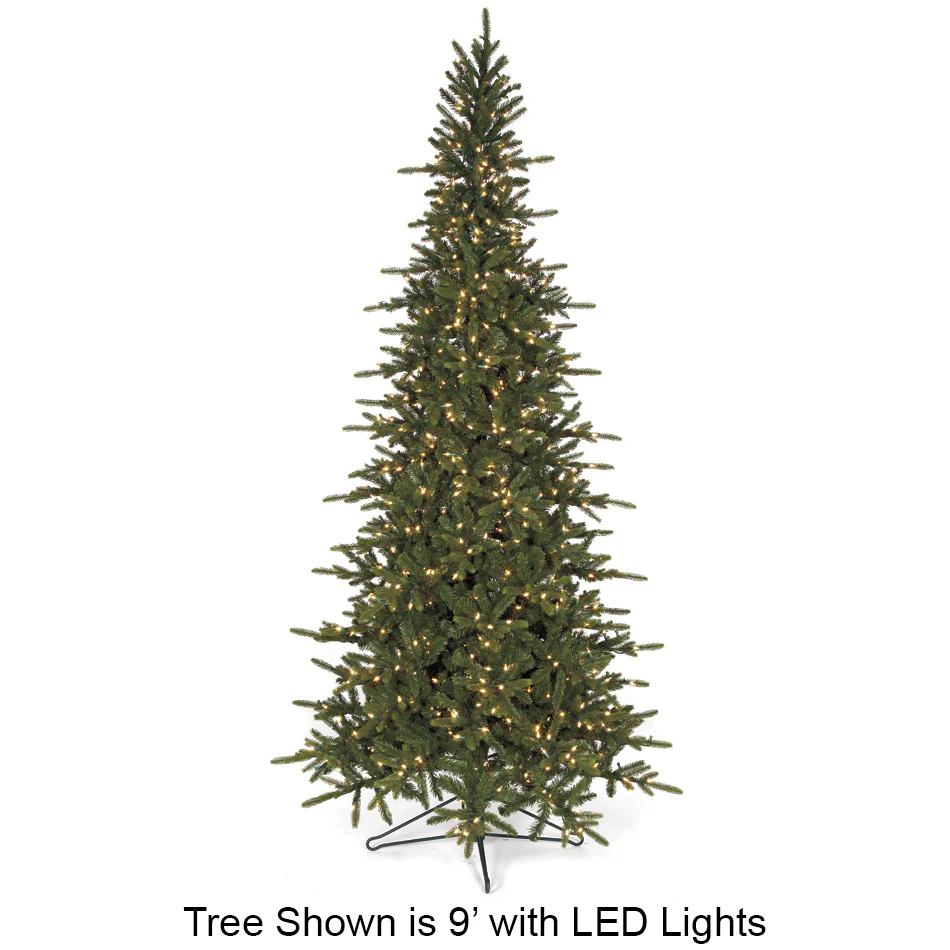 9'Hx51"W PE Russian Pine Artificial Christmas Tree, LED Pre-Lit -Green/Blue