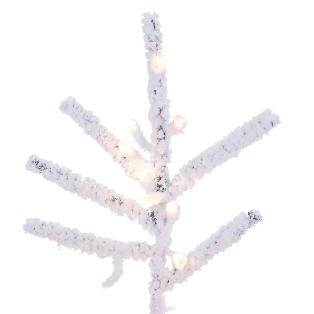 9'Hx53"W Flocked Slim Pistol Pine Artificial Christmas Tree, Micro LED Pre-Lit (Multi-Mode) -White - Image 2
