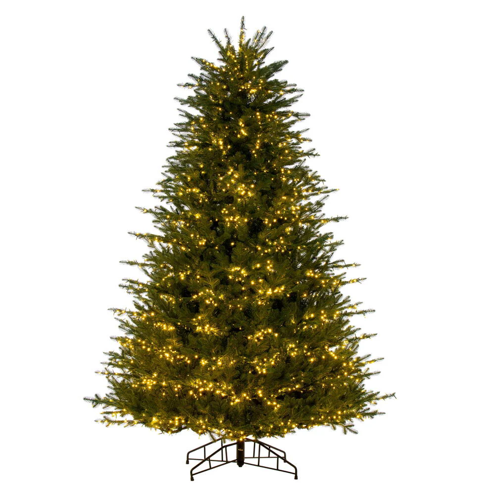 9'Hx53"W PE Georgian Fraser Fir Artificial Christmas Tree, Micro LED Pre-Lit -Green