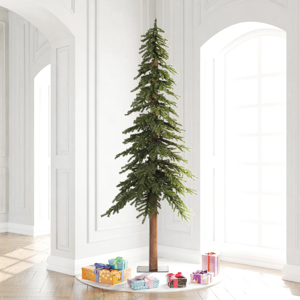 9'Hx56"W Natural Trunk Alpine Artificial Christmas Tree, Unlit -Green - Image 3