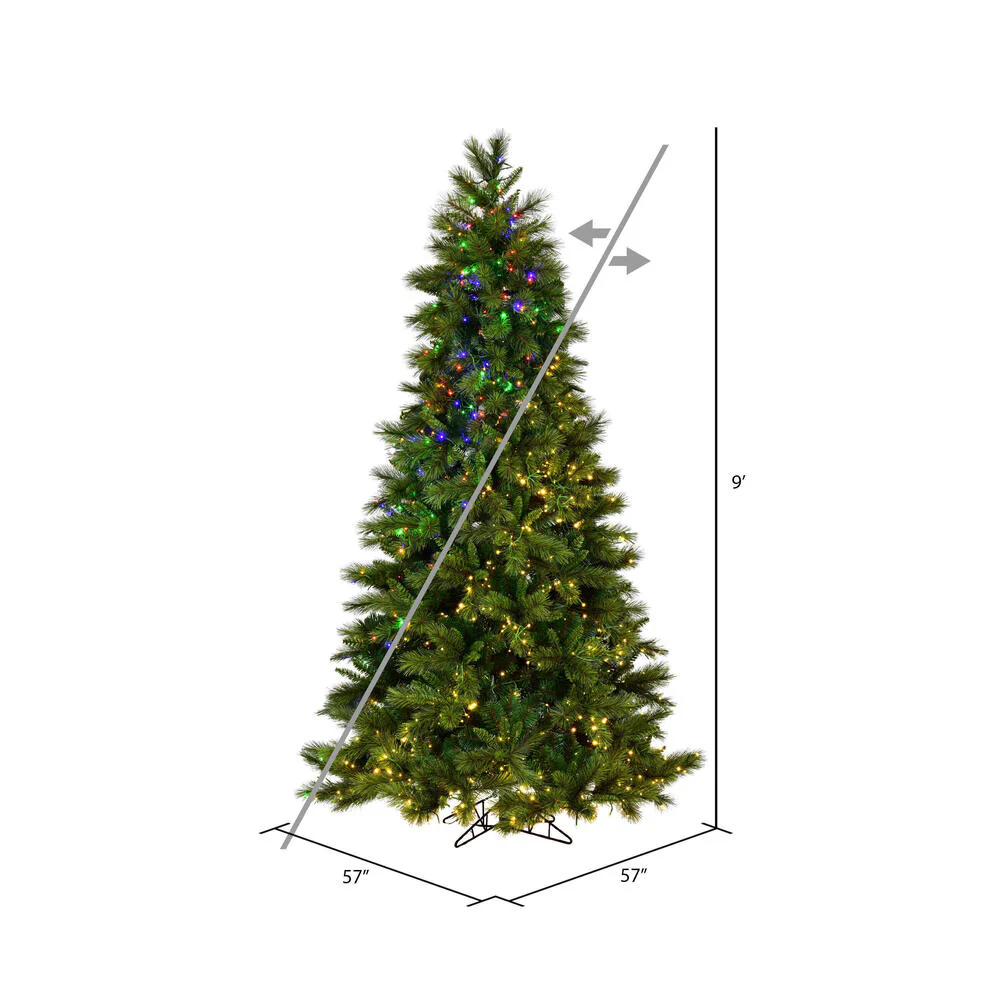 9'Hx57"W PE Brighton Pine Artificial Christmas Tree, LED Pre-Lit (Multi-Mode) -Green - Image 3