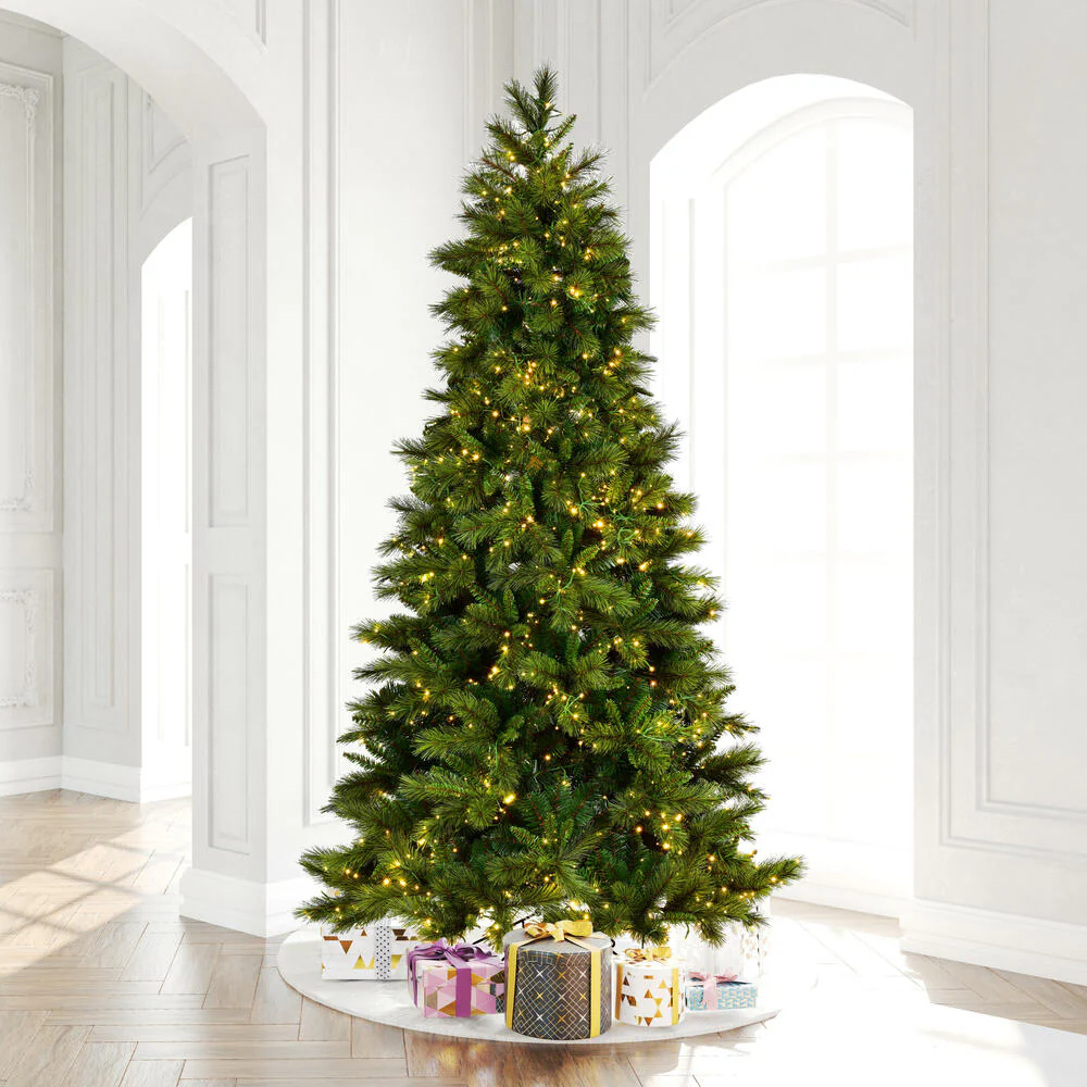 9'Hx57"W PE Brighton Pine Artificial Christmas Tree, LED Pre-Lit (Multi-Mode) -Green - Image 8