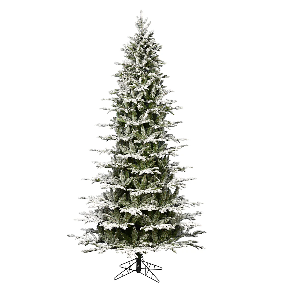 9'Hx57"W PE Slim Flocked Kamas Fraser Fir Artificial Christmas Tree, Unlit -White/Green
