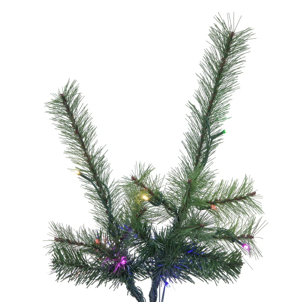 9'Hx59"W Slim Lodge Pole Pine Artificial Christmas Tree, Micro LED Pre-Lit (Multi-Mode) -Green - Image 3