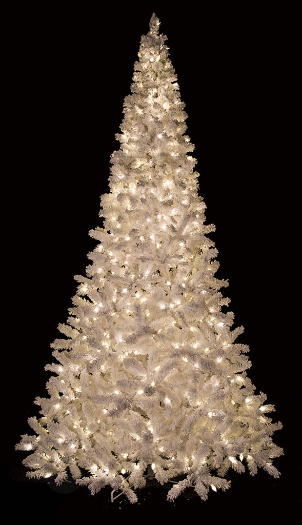 9'Hx60"W Flocked Arctic Pine Artificial Christmas Tree, C7 & LED Pre-Lit (Multi-Mode) -White - Image 2