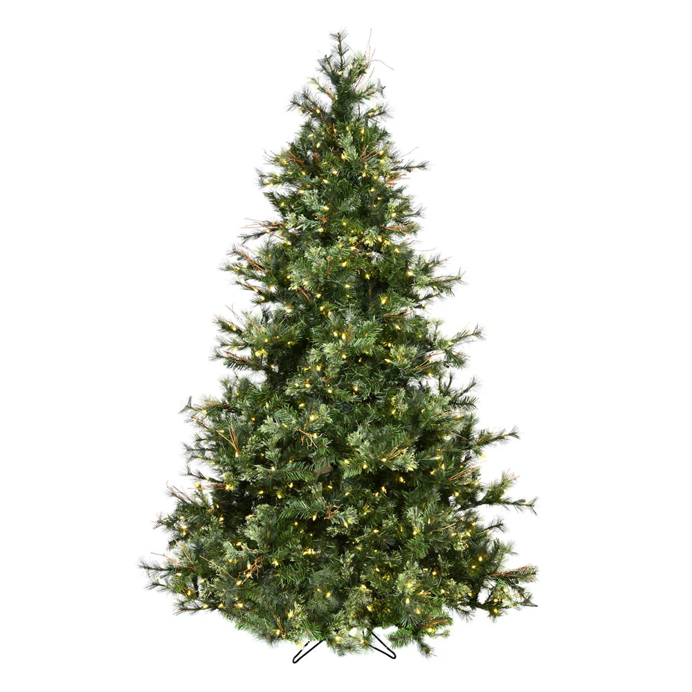 9'Hx61"W Mixed Country Artificial Christmas Tree w/Pinecone & Grapevine, LED Pre-Lit -Green/Brown