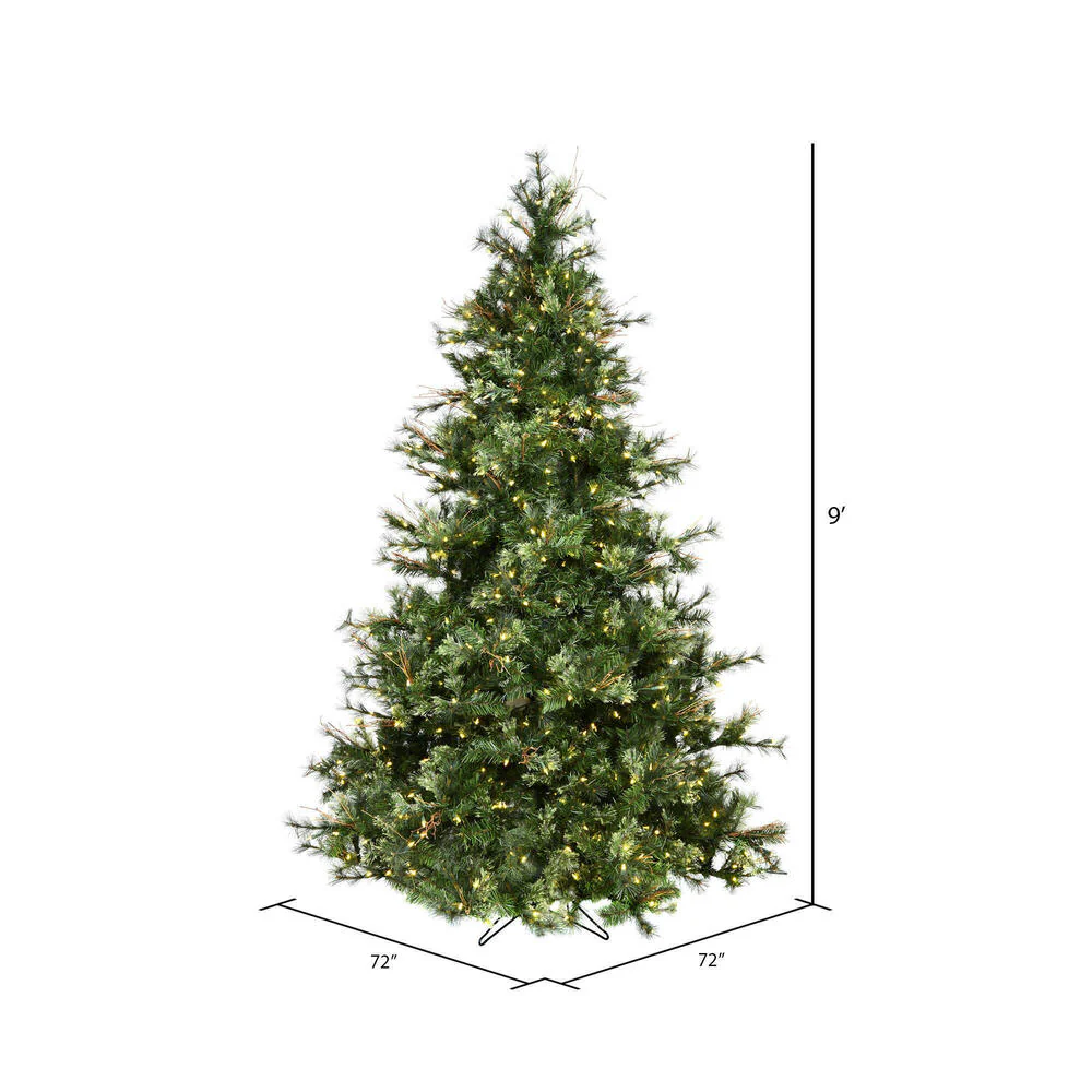 9'Hx61"W Mixed Country Artificial Christmas Tree w/Pinecone & Grapevine, LED Pre-Lit -Green/Brown - Image 3