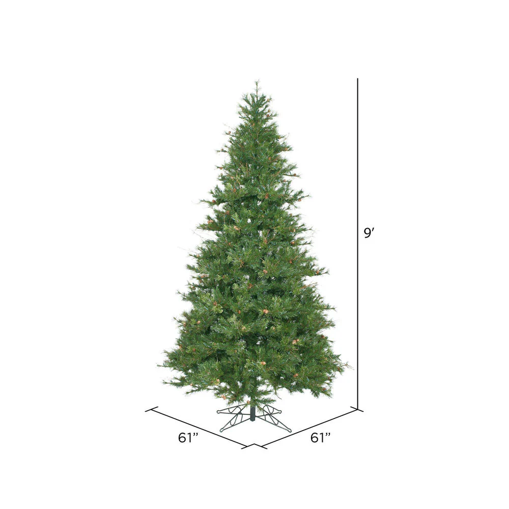 9'Hx61"W Slim Mixed Country Artificial Christmas Tree w/Pinecone & Grapevine, Unlit -Green/Brown - Image 3