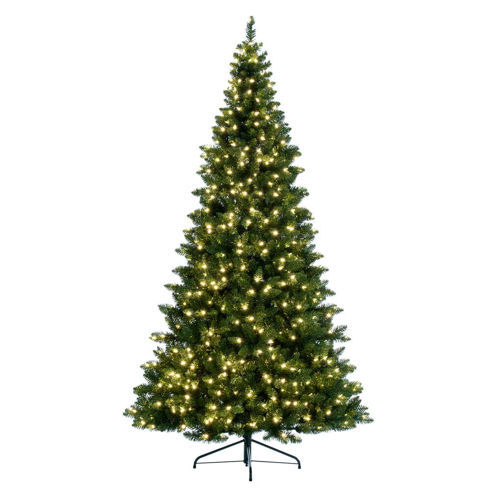 9'Hx62"W Half-Tree/Wall Chapel Pine Artificial Christmas Tree, LED Pre-Lit -Green