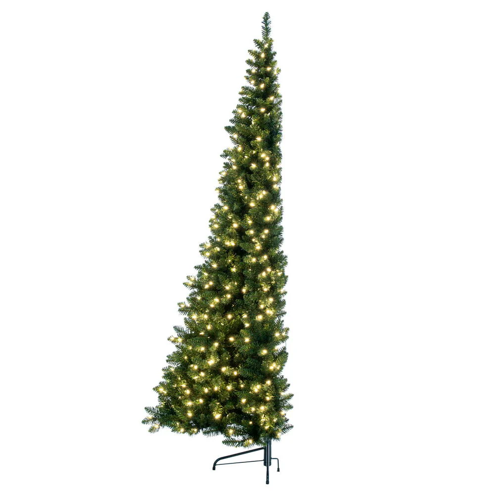9'Hx62"W Half-Tree/Wall Chapel Pine Artificial Christmas Tree, LED Pre-Lit -Green - Image 4