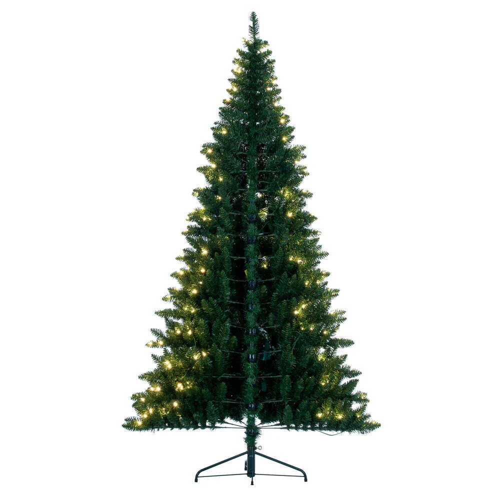 9'Hx62"W Half-Tree/Wall Chapel Pine Artificial Christmas Tree, LED Pre-Lit -Green - Image 5