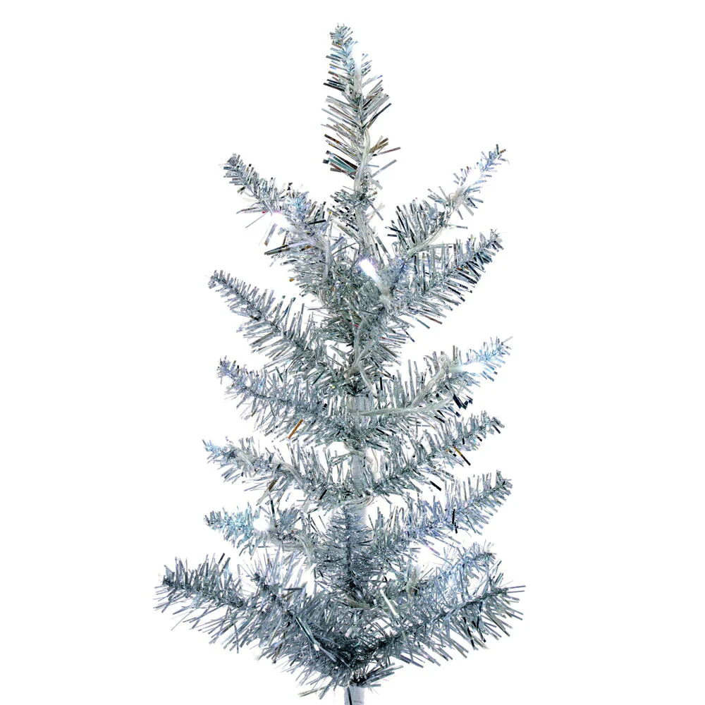 9'Hx62"W Tinsel Artificial Christmas Tree, RGB LED Pre-Lit (Multi-Mode) -Silver - Image 2