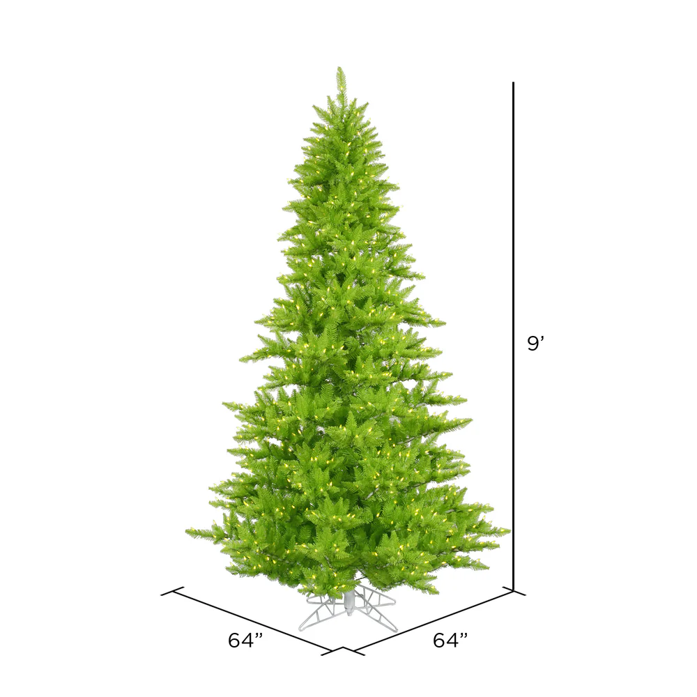 9'Hx64"W Fir Artificial Christmas Tree, LED Pre-Lit (Lime) -Lime - Image 2