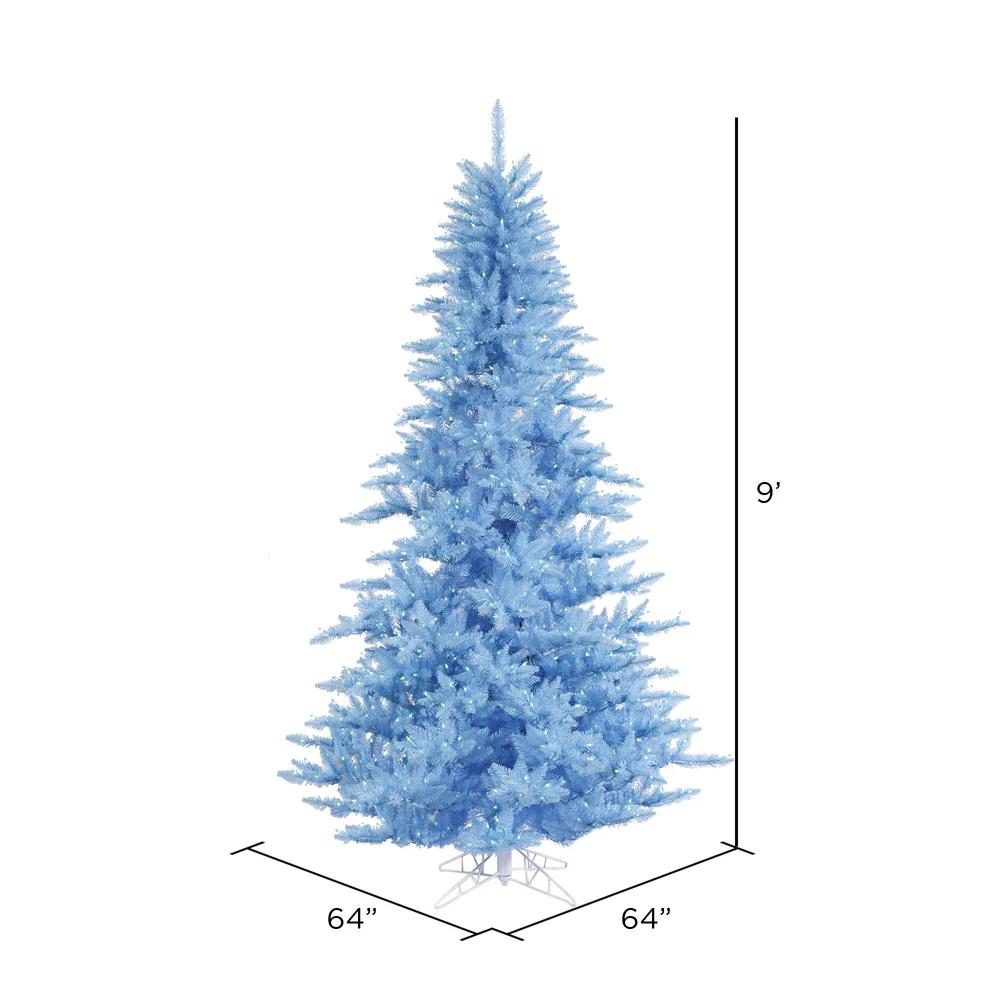 9'Hx64"W Fir Artificial Christmas Tree, LED Pre-Lit (Sky Blue) -Sky Blue - Image 2