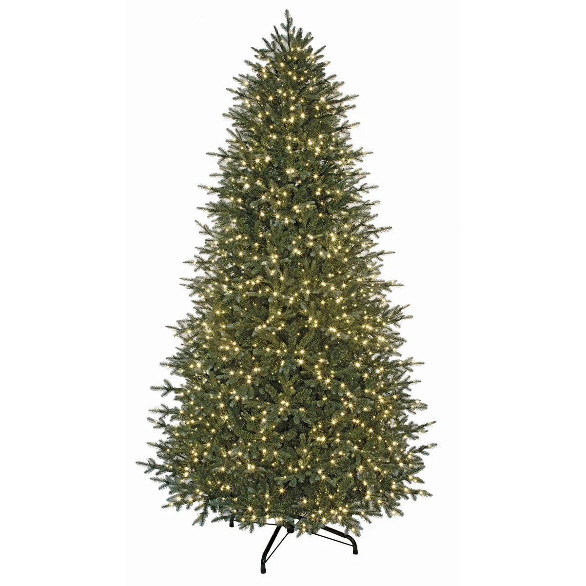 9'Hx65"W PE Blue Emerald Pine Artificial Christmas Tree, Micro LED Pre-Lit -Green