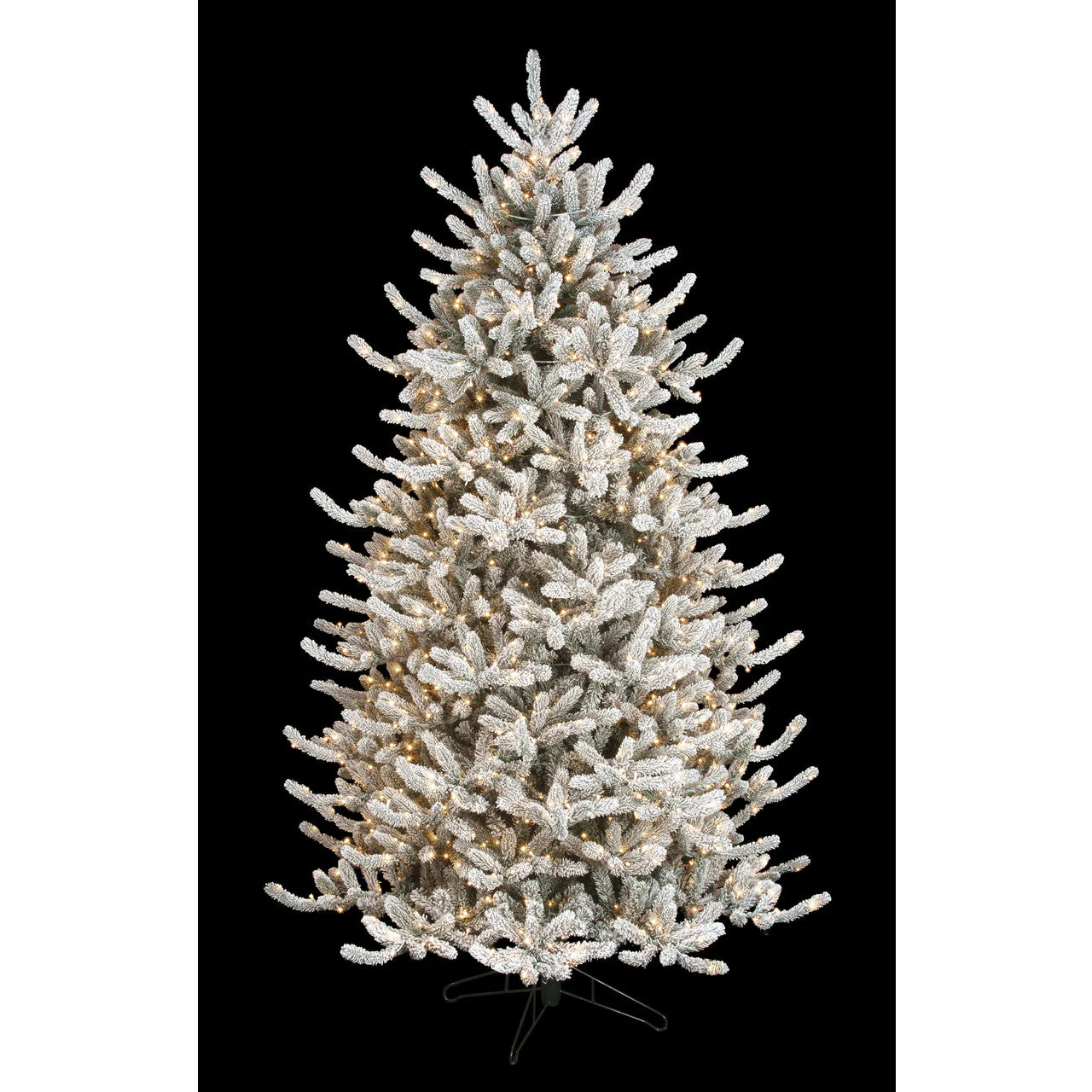 9'Hx65"W PE Flocked Windsor Spruce Artificial Christmas Tree, Micro LED Pre-Lit (Multi-Mode) -White/Green - Image 2