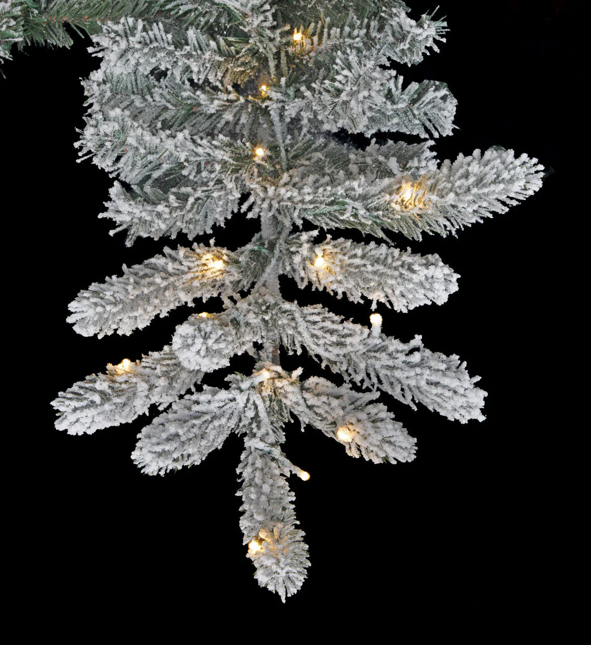 9'Hx65"W PE Flocked Windsor Spruce Artificial Christmas Tree, Micro LED Pre-Lit (Multi-Mode) -White/Green - Image 3