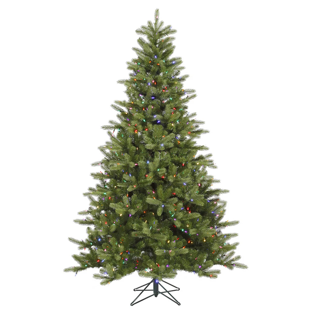 9'Hx65"W PE King Spruce Artificial Christmas Tree, LED Pre-Lit (Multicolor) -Green