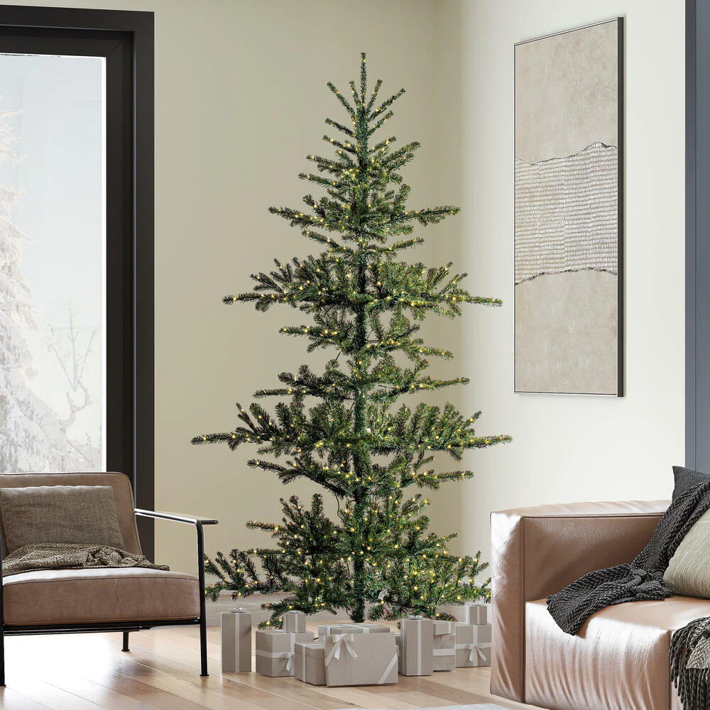 9'Hx65"W PE Yukon Artificial Christmas Tree, LED Pre-Lit -Green - Image 4