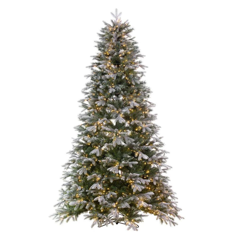 9'Hx66"W PE Frosted Douglas Fir Artificial Christmas Tree, LED Pre-Lit -Green