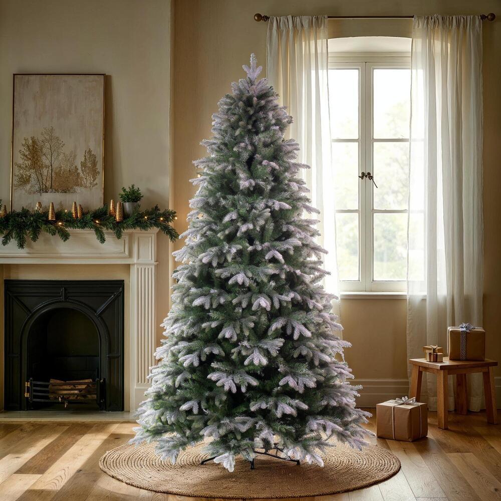 9'Hx66"W PE Frosted Douglas Fir Artificial Christmas Tree, Unlit -Green - Image 3