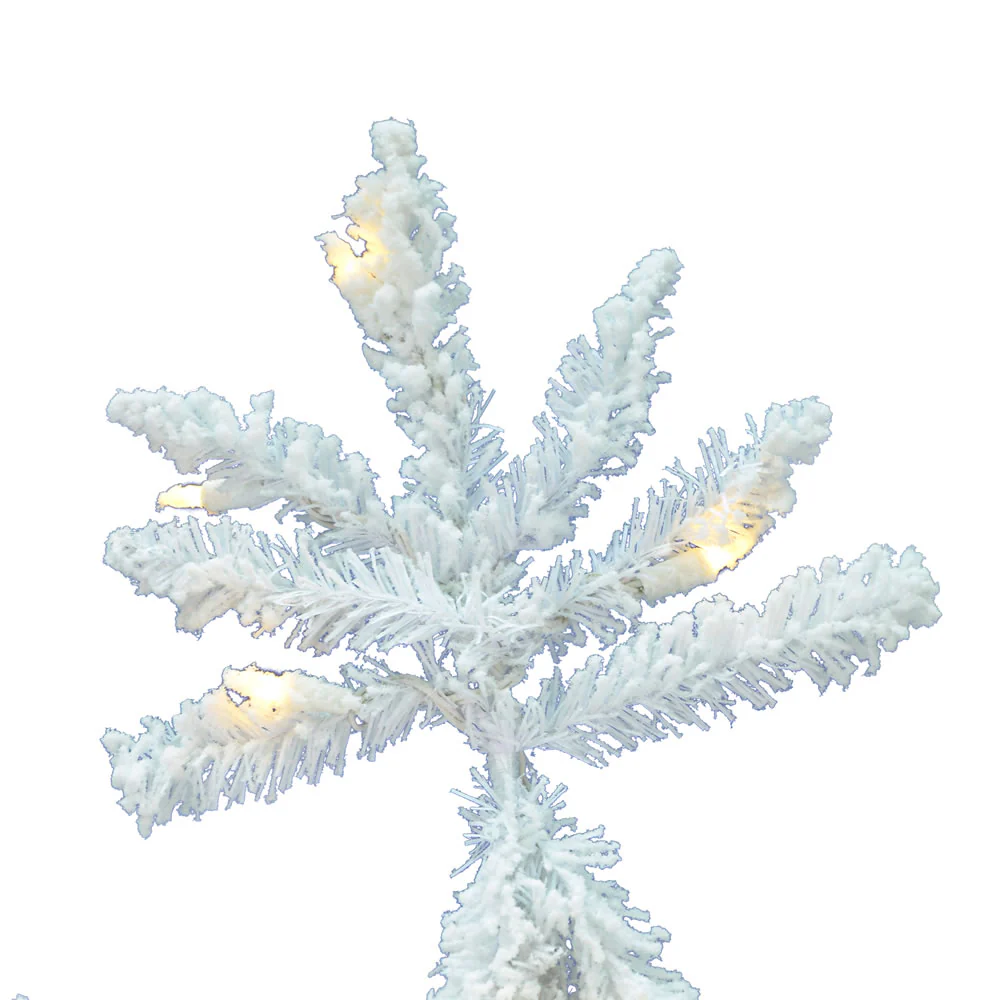 9'Hx67"W Flocked White Spruce Artificial Christmas Tree, LED Pre-Lit -White - Image 2