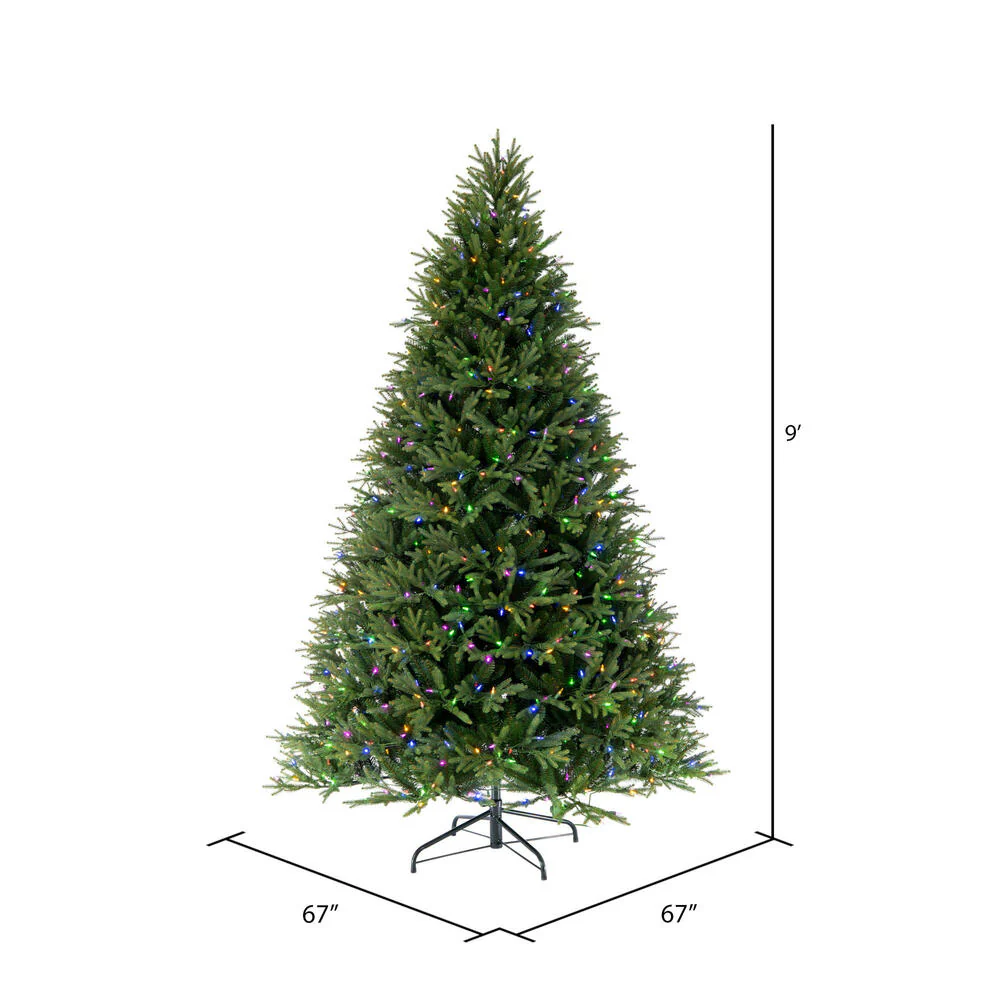 9'Hx67"W PE Tiffany Fraser Artificial Christmas Tree, RGB LED Pre-Lit (Multi-Mode) -Green - Image 3