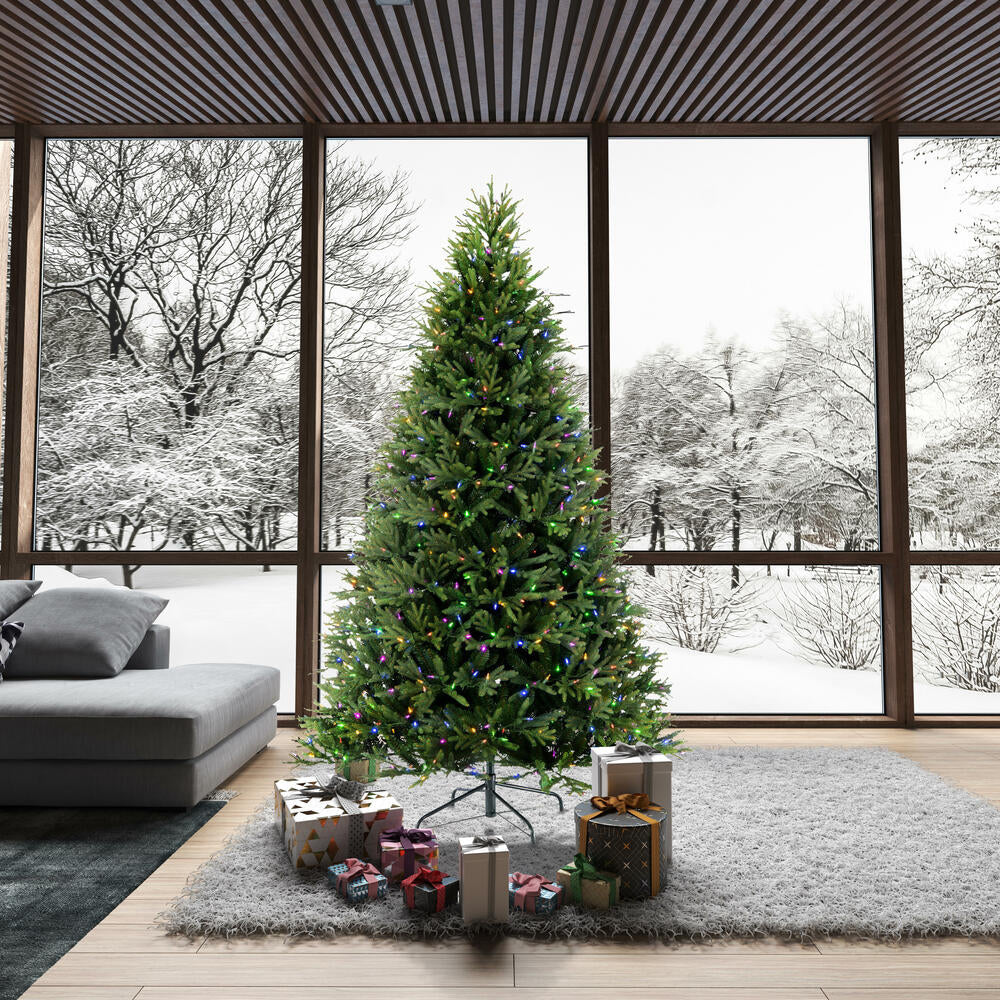 9'Hx67"W PE Tiffany Fraser Artificial Christmas Tree, RGB LED Pre-Lit (Multi-Mode) -Green - Image 9