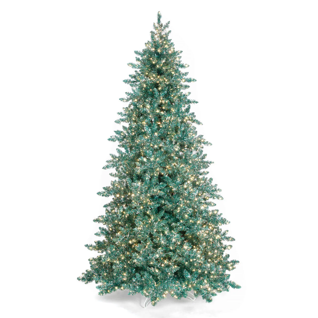 9'Hx67"W Tinsel Artificial Christmas Tree, Micro LED Pre-Lit (Selectable White, Multi-Mode) -Aqua