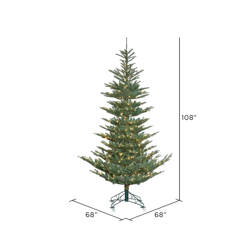 9'Hx68"W PE Alberta Blue Spruce Artificial Christmas Tree, LED Pre-Lit -Green - Image 3