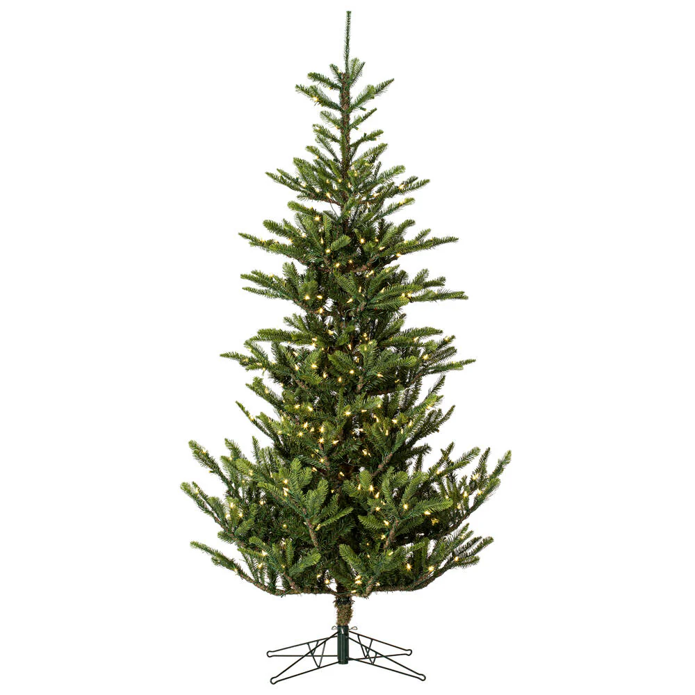 9'Hx68"W PE Alberta Spruce Artificial Christmas Tree, LED Pre-Lit -Green
