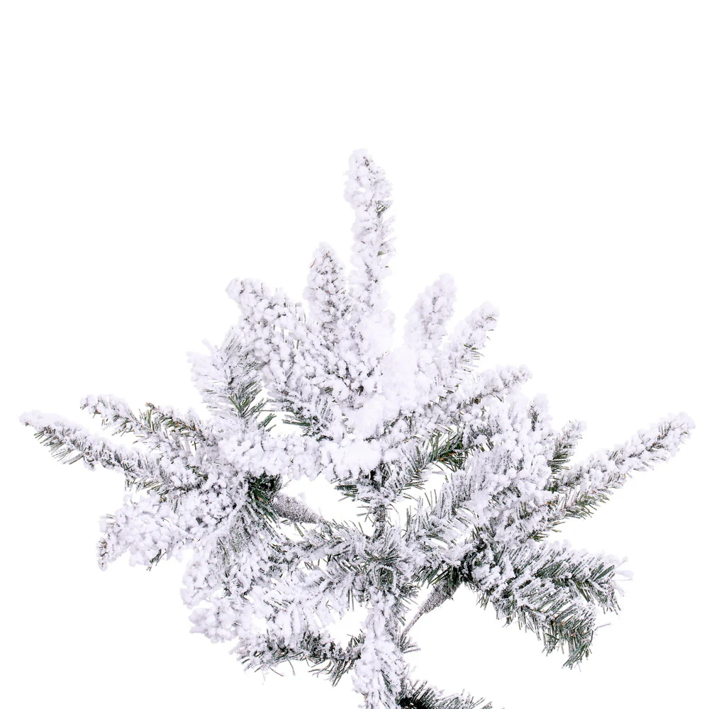 9'Hx72"W Flocked Utica Fir Artificial Christmas Tree, Unlit -White/Green - Image 2