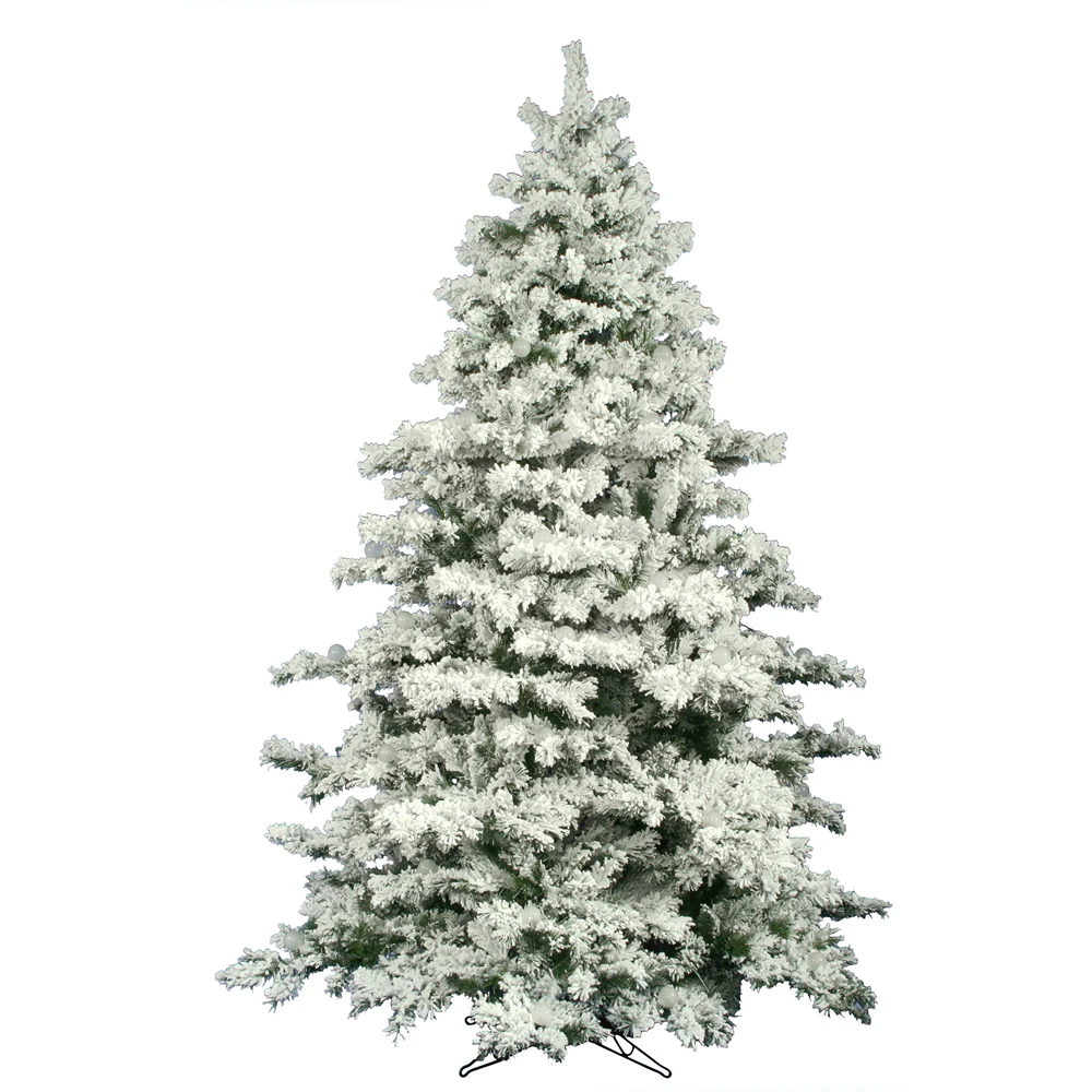 9'Hx73"W Flocked Alaskan Pine Artificial Christmas Tree, Unlit -White