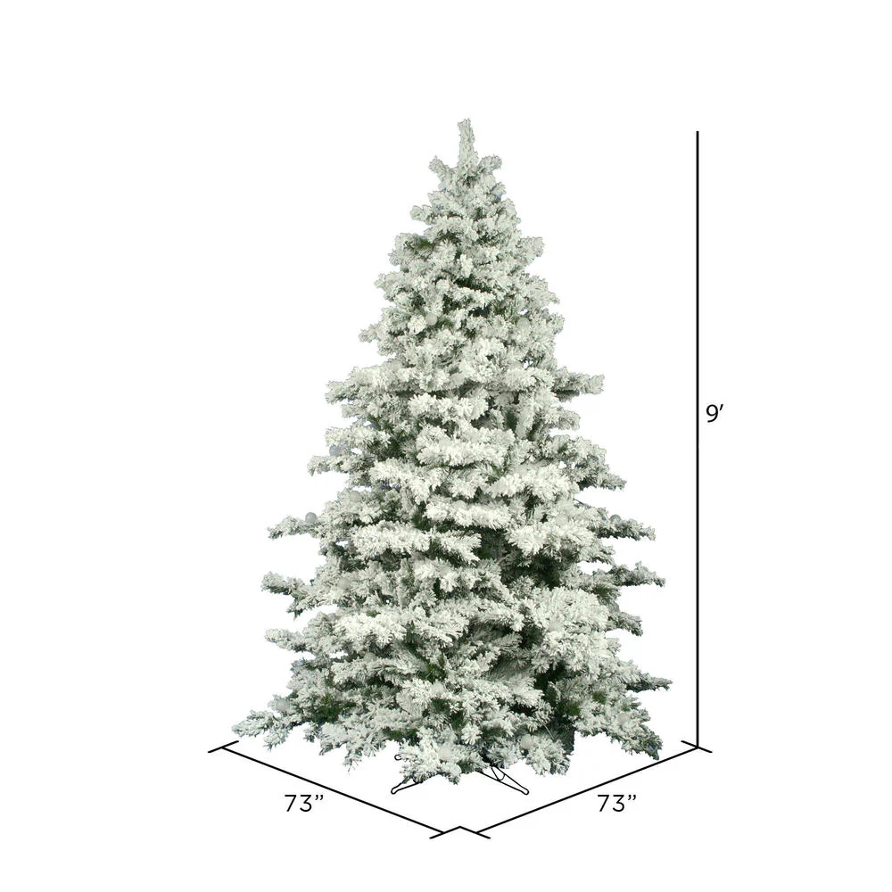 9'Hx73"W Flocked Alaskan Pine Artificial Christmas Tree, Unlit -White - Image 3