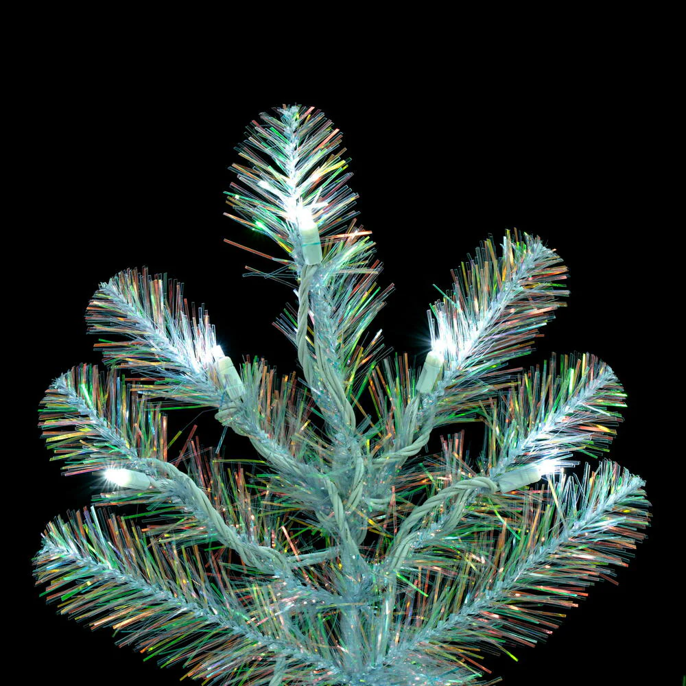 9'Hx73"W Upside-Down Iridescent Spruce Artificial Christmas Tree, LED Pre-Lit (Cool White) -White - Image 2
