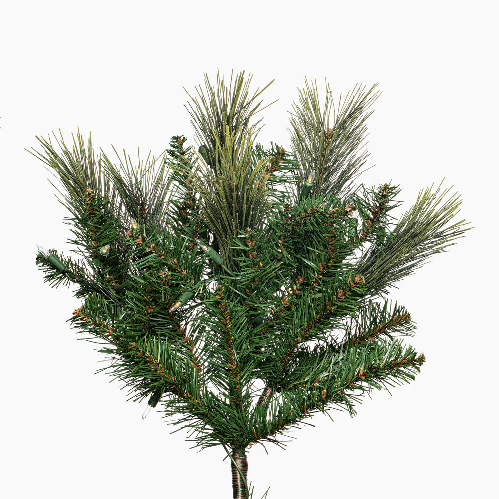 9'Hx74"W PE Emerald Mixed Fir & Pinecone Artificial Christmas Tree, LED Pre-Lit -Green/Brown - Image 5