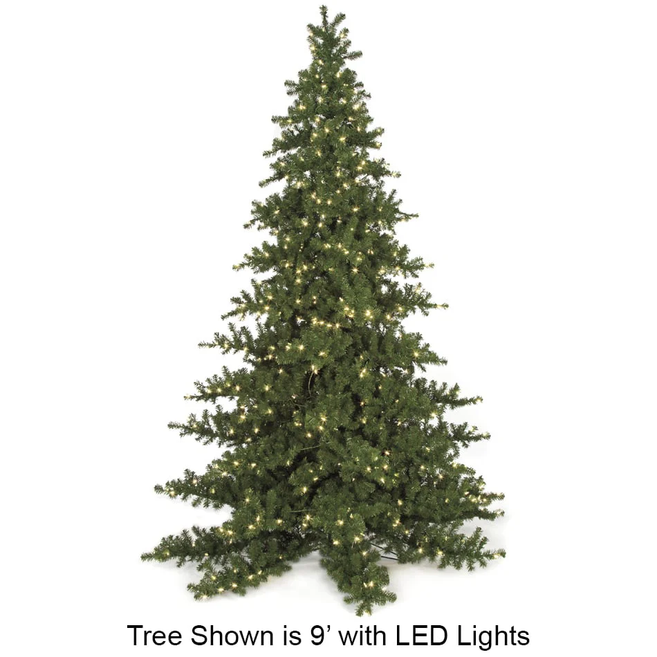 9'Hx76"W Fluff-Free Nikko Fir Artificial Christmas Tree, LED Pre-Lit -Green