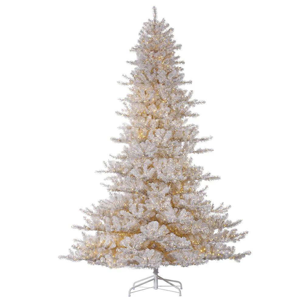 9'Hx76"W White Noble Artificial Christmas Tree, Micro LED Pre-Lit -White