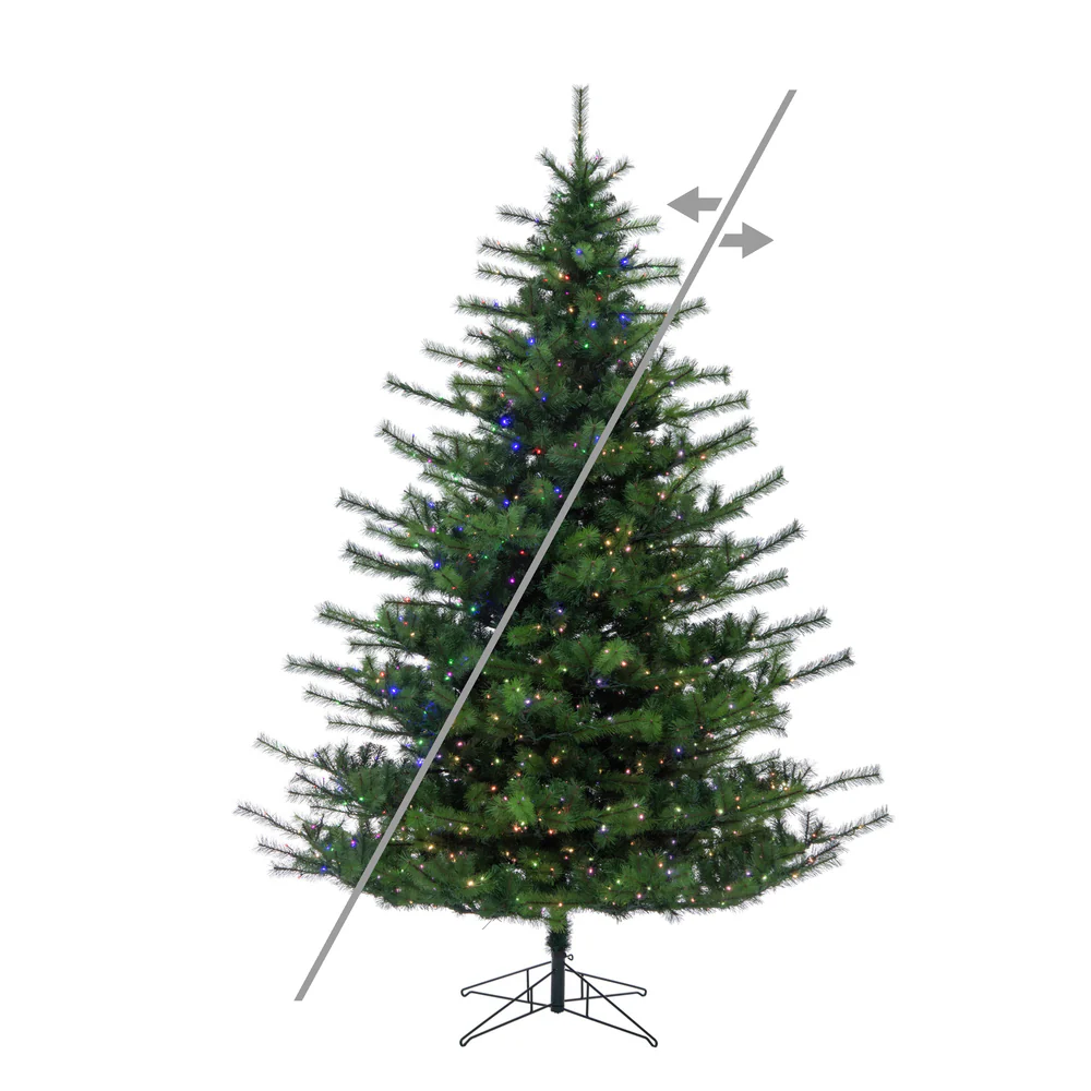 9'Hx79"W Lodge Pole Pine Artificial Christmas Tree, Micro LED Pre-Lit (Multi-Mode) -Green