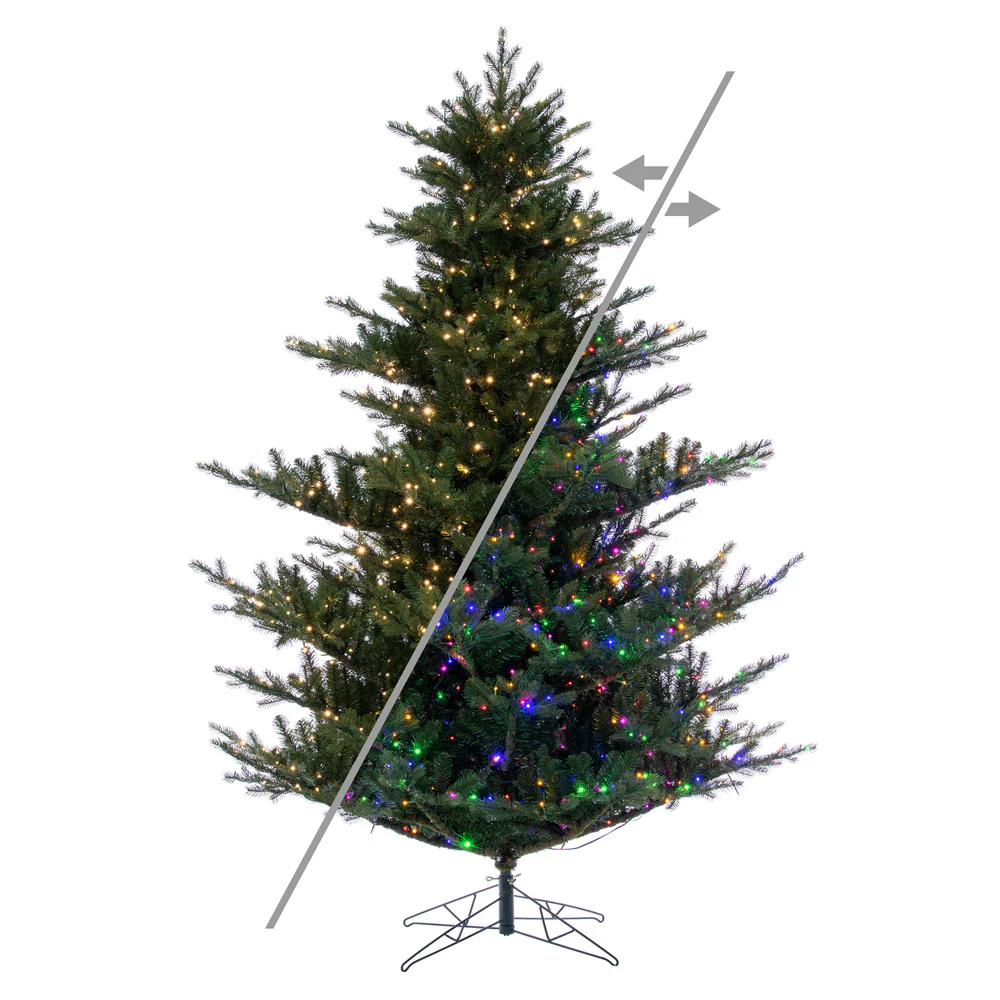 9'Hx81"W PE Sherwood Fir Artificial Christmas Tree, Micro LED Pre-Lit (Multi-Mode) -Green