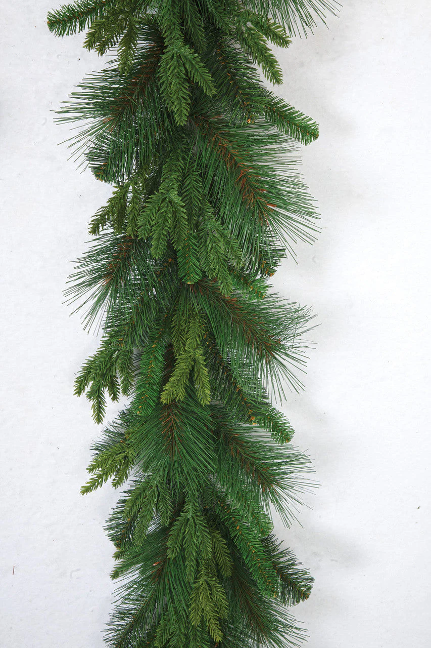 9'Lx11"W Outdoor UV-Resistant Artificial PE Ledgemer Mixed Pine Garland -Green - Image 2