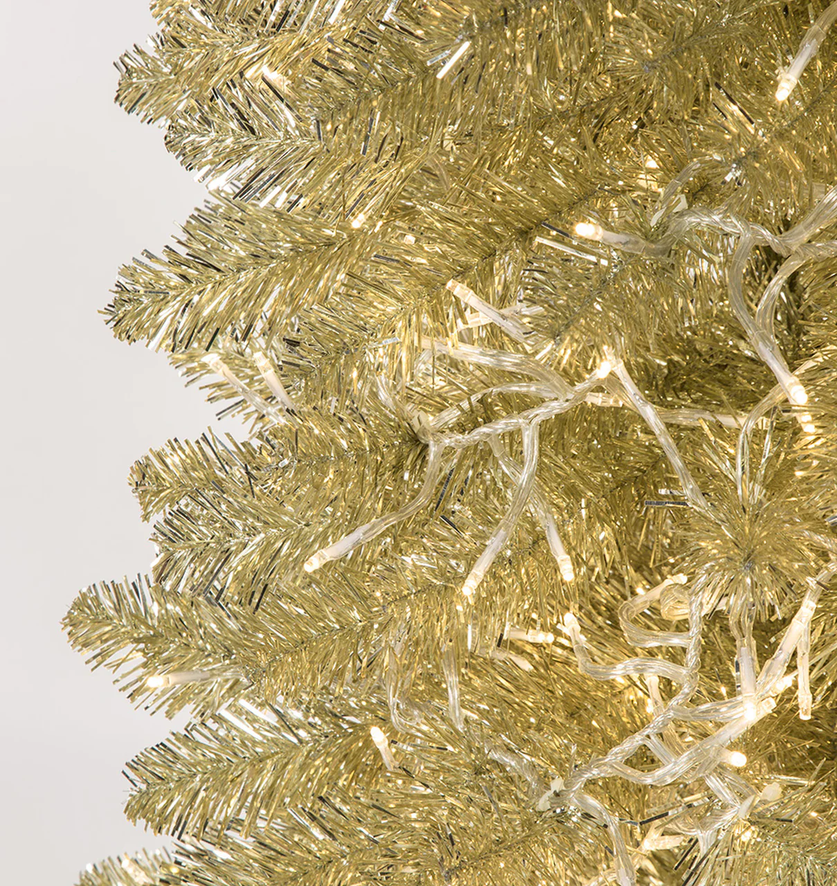 9'Lx11"W Tinsel Sparkling Champagne Artificial Garland, Micro LED Pre-Lit -Champagne - Image 2
