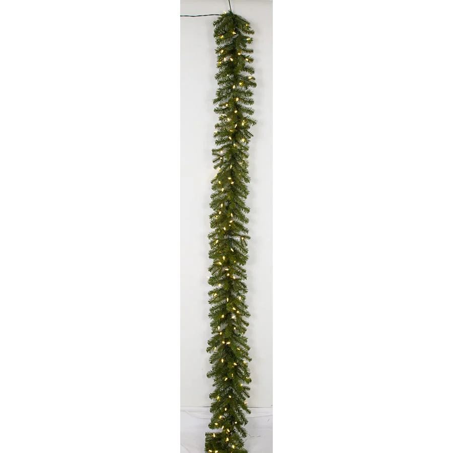 9'Lx12"W Artificial Kelso Pine Garland, Pre-Lit -Green