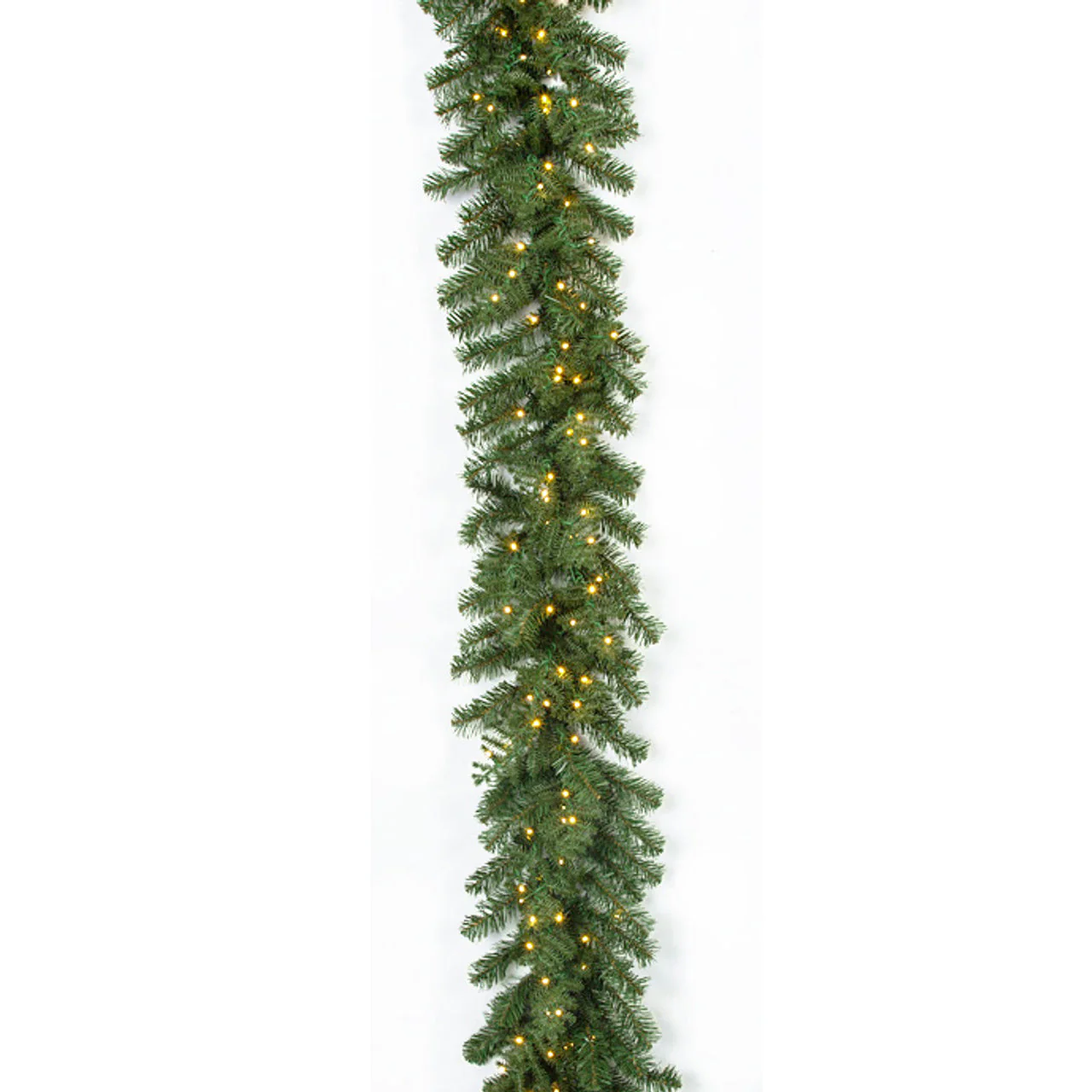 9'Lx12"W PE Layered Rosemary Pine Artificial Garland, Micro LED Pre-Lit -Green