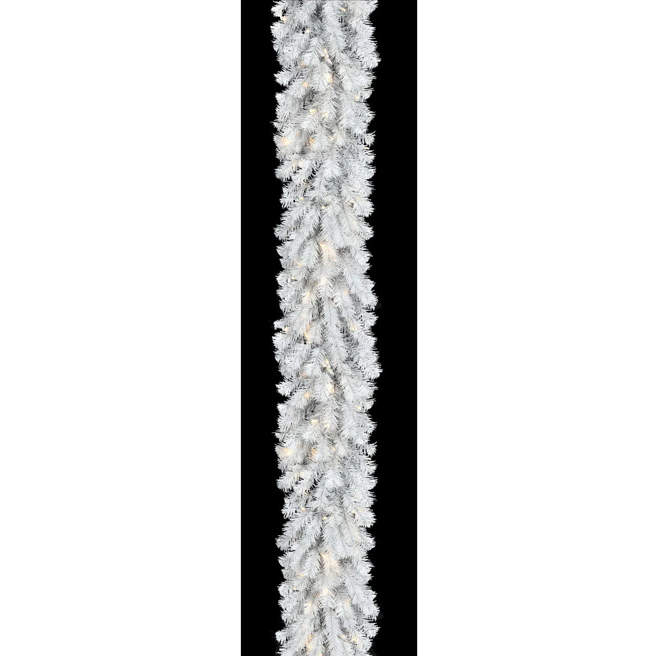 9'Lx12"W Pine Artificial Garland, Micro LED Pre-Lit (Warm White, Multi-Mode) -White