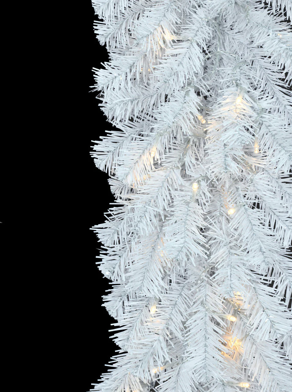9'Lx12"W Pine Artificial Garland, Micro LED Pre-Lit (Warm White, Multi-Mode) -White - Image 2