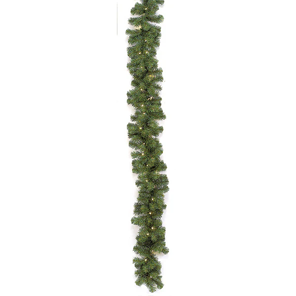 9'Lx12"W Virginia Pine Faux Garland, LED Pre-Lit -Green (Pack of 2)
