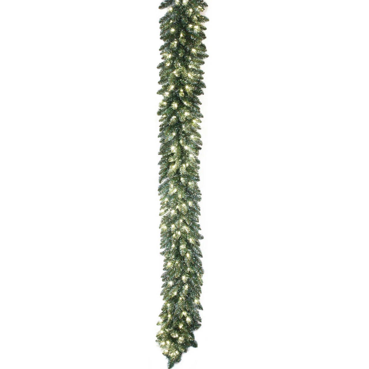 9'Lx14"W Tinsel Vintage Artificial Christmas Garland, Micro LED Pre-Lit -Green